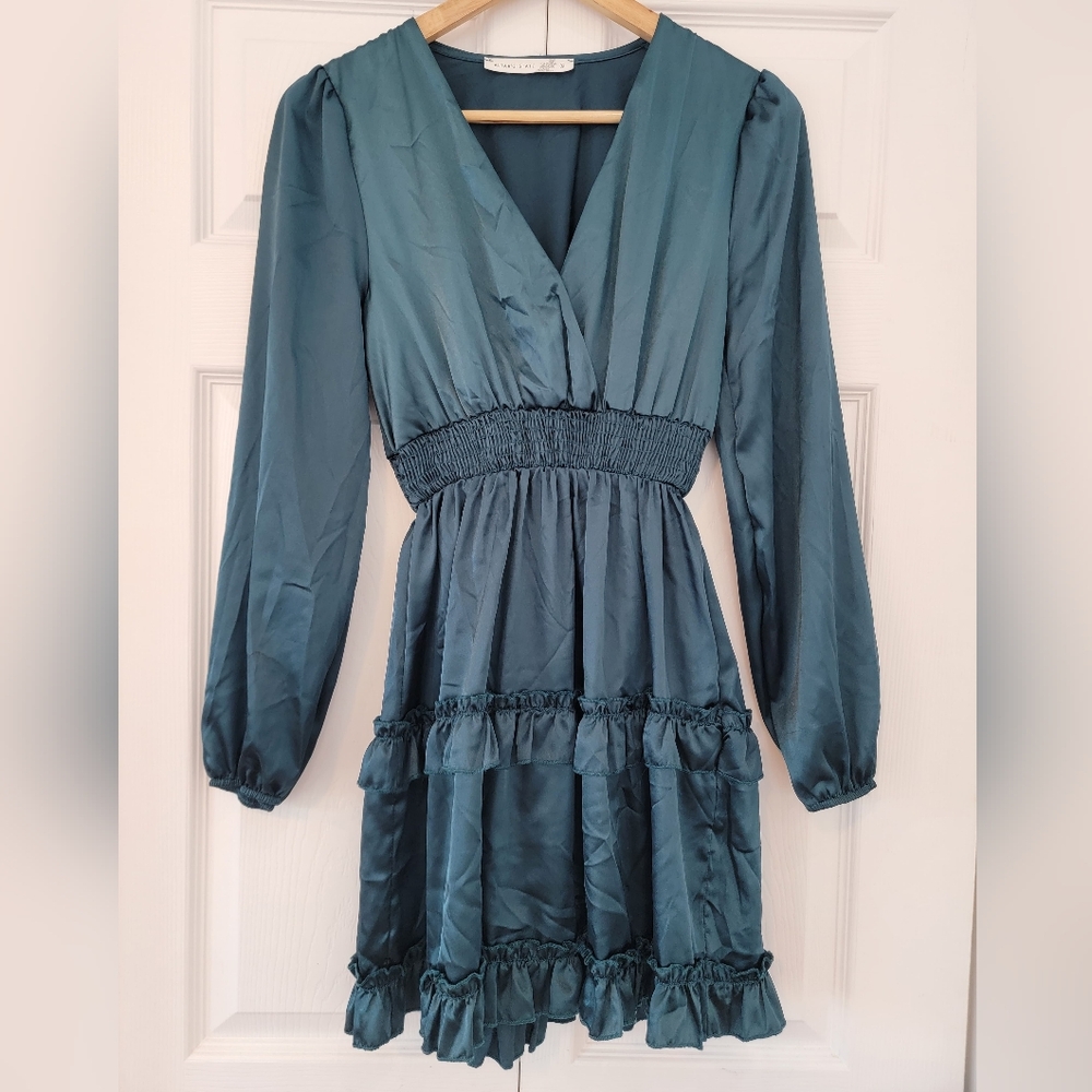 Altar'd State Teal Long Sleeve Dress
